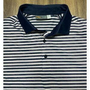 KJUS Mens Luis Stripe Golf Polo Wicking Performance Shirt Pink/Blue Men's Sz XL